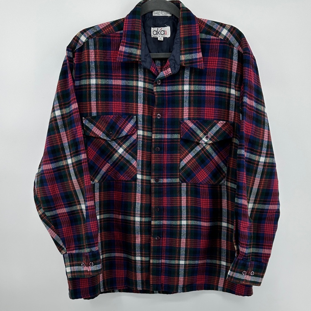 AkaBay VTG 90s Outdoor Rugged Workwear CasualPlaid Button Down Flannel Shirt SzL